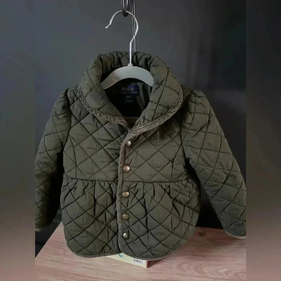 Polo Ralph Lauren Other - Polo Ralph Lauren Diamond quilt peplum coat w/ corduroy piping & gold snaps 2T